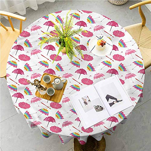 ScottDecor Outdoor Picnics UmbrellaFloral Feminine Set Microfiber for Dining Room Kitchen Decoration Round Tablecloth Diameter 50