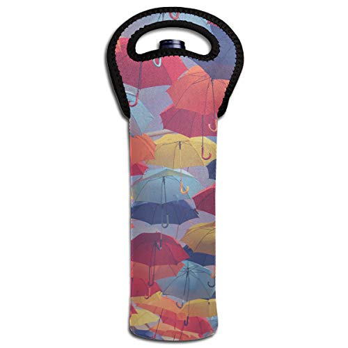 YYH Single Wine Tote BagInsulated Padded Thermal Wine Bottle Carrying Cooler Carrier for PicnicUmbrella Color Pattern