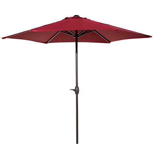 Abba Patio 9 Ft Market Outdoor Aluminum Table Patio Umbrella With Push Button Tilt And Crank Red