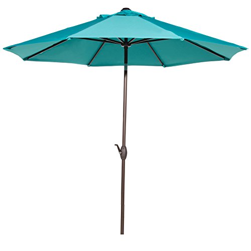 Abba Patio 9 Patio Umbrella Market Outdoor Table Umbrella With Auto Tiltcrank 8 Ribs Turquoise