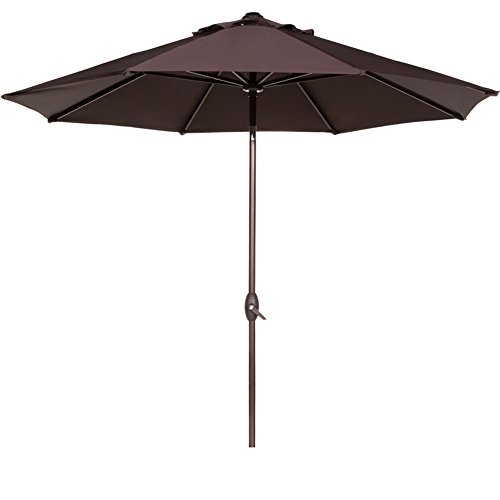 Abba Patio 9 Patio Umbrella Market Outdoor Table Umbrella with Auto TiltCrank 8 Ribs Chocolate