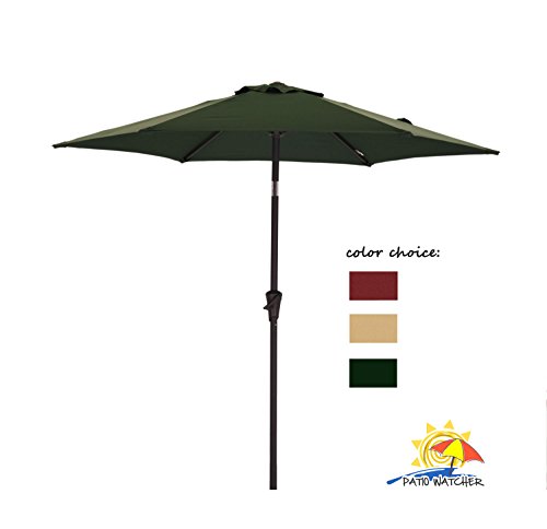 Patio Watcher Outdoor Market Umbrella 7-12 Ft Table Patio Umbrella with Push Button Tilt and CrankDark Green