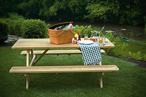 6 Ft Pressure Treated Pine Unfinished Picnic Table with Attached Benches
