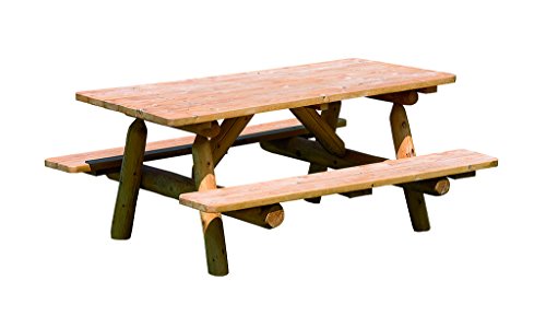 White Cedar 6 Picnic Table with Attached Benches Unfinished