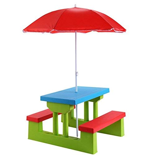 4 Seat Kids Picnic Table wUmbrella Garden Yard Folding Children Bench Outdoor Outdoor Play Table Patio Furniture