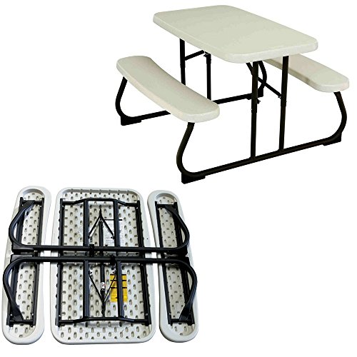 EFD Kids Table Bench Set Folding White Plastic Steel Portable All Weather Activity Picnic Outdoor Patio Play Room Children Table with Benches eBook by Easy&FunDeals