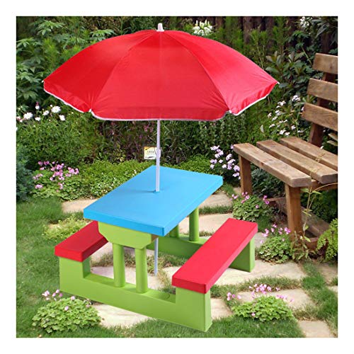 4 Seat Kids Picnic Table wUmbrella Garden Yard Folding Bench Children Outdoor