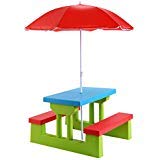 4 Seat Kids Picnic Table wUmbrella Garden Yard Folding Children Bench Outdoor