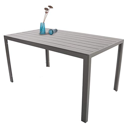 LONABR Metal 6 Person Outdoor Dining Table Patio Furniture Picnic Table Light Weight Aluminum Frame Easy Install Indoor OutdoorGray