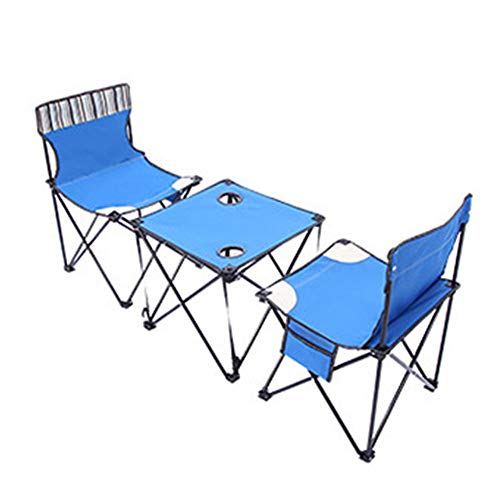 YADSHENG Picnic Tables Lightweight Outdoor Camp Portable Folding Table Net Chairs Set wCarrying Bag2 ChairsTable，Compact Size Folding Picnic Table Color  Blue Size  2 Small Chairs
