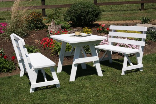 Outdoor 5 Foot Pine Picnic Table With 2 Backed Benches - Painted- Amish Made Usa -tropical Lime