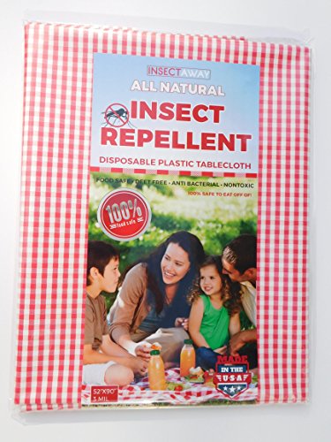 Insect Away All Natural Insect Repellent Disposable Plastic Picnic Table Cloth 52&quotx90&quot - Two Pack