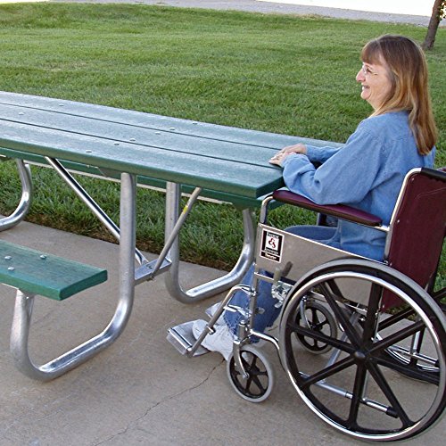 Jayhawk Plastics Commercial 6 ft Wheelchair-Accessible Galvanized Frame Recycled Plastic Picnic Table