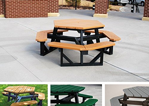 Jayhawk Plastics Hex Recycled Plastic Commercial Picnic Table