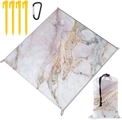 Marble Texture White Waterproof Family Picnic Mat Beach Blanket for Picnic Camping Beaches Grass Travel3 Sizes 67 x 57 Inch