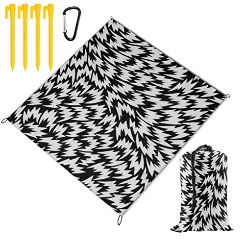 Silinana Black White Waterproof Family Picnic Mat Beach Blanket for Picnic Camping Beaches Grass Travel 59x57