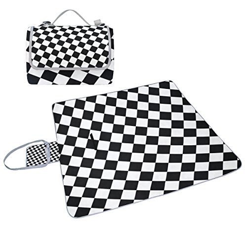 imobaby Black White Checkered Squares Outdoor Picnic Blanket Mat Extra Large Foldable and Waterproof Family Camping Mat for Outdoor Beach Hiking Grass TravelMulti1