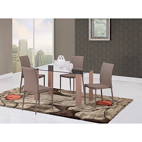 Global Furniture Oak GlassWood Grain Paper Dining Table Oak Finish 47L x 30W x 30H