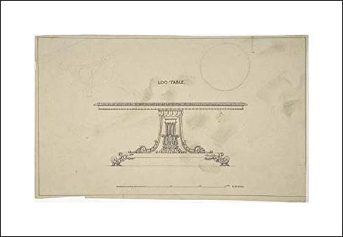 Robert William Hume - 20x14 Art Print by Museum Prints - Design for Loo-Table with Plans of top and Pedestal