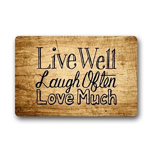 Heymat Custom Welcome Vintage Wood Pattern With Live Laugh Love Rectangle Entryways Doormat IndoorOutdoor Doormat Fabric Non Slip Bathroom Doormat Carpet Mats 236 X 157 Inch