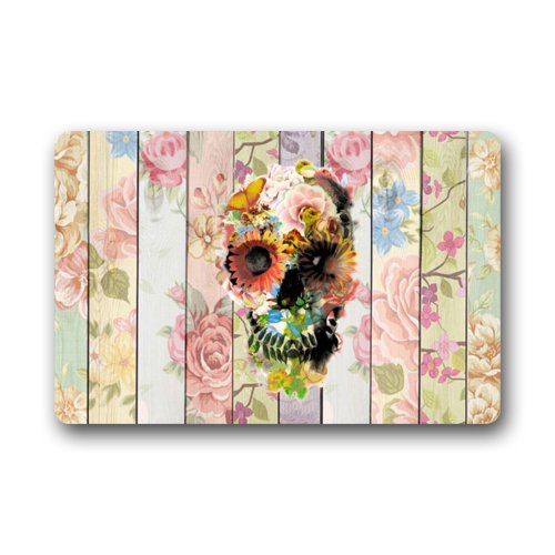 Home Fashions Rectangle Machine-washable Non-Slip Ship Sugar Skull Floral Wood Pattern Painting Doormat Floor Mat - 236 x 157inches316 Thickness- Stylish Door mat