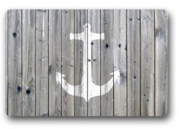 Retro Gray Wood Pattern Anchor Customized Novelty Rug Bathroom Carpets Doormat Indoor or Outdoor Floor Door Mat 236x157 Inches