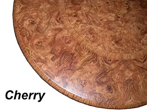 Table Cloth Round 36 to 48 Elastic Edge Fitted Vinyl Table Cover Cherry Wood Pattern Brown Tan