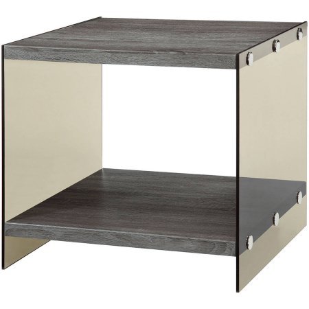 Coaster Contemporary Wood and Glass End Table Grey Finish