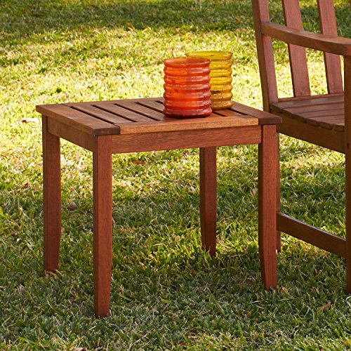 Weather Resistant Hardwood End Table - Dark Brown