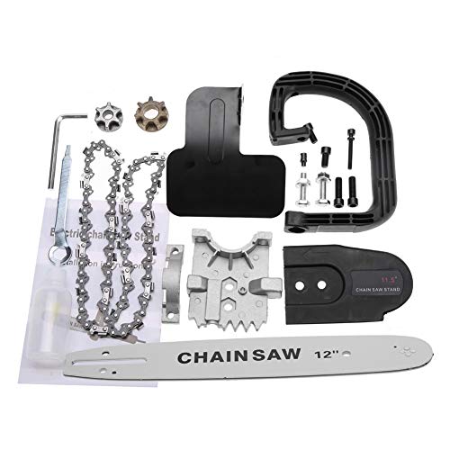 Nikou Electric Chainsaw Bracket - Electric Angle Grinder Chain Saw Bracket Set Woodworking Chainsaw Converter for Angle Grinder