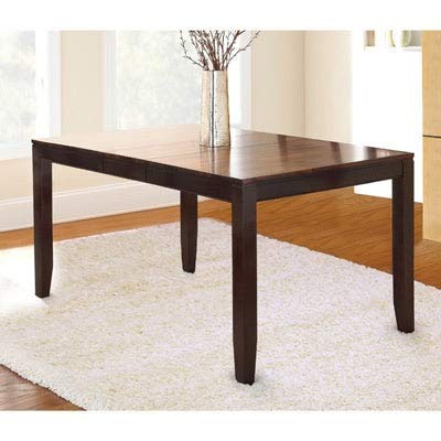 Acacia 5-Foot Solid Wood Dining Table - Brown Casual Farmhouse Transitional Rectangle Espresso Finish Natural Leaf Extension