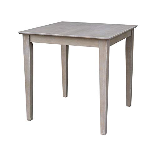 International Concepts Solid Wood Top Table - Dining Height Washed Gray Taupe