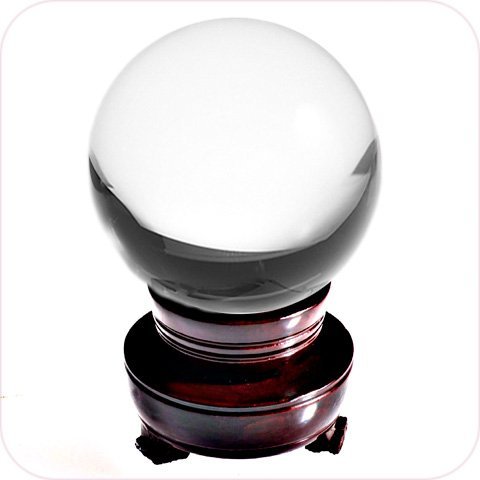 Clear Crystal Ball MerryNine 4-310110mm Art Decor Mediation Orb With Extra-Wide Wooden Stand