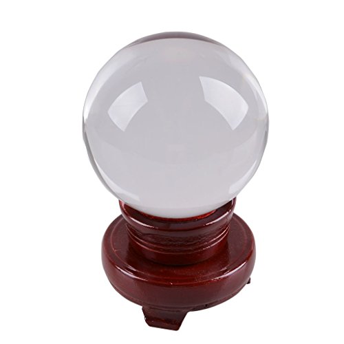 Long Sheng 80mm 31 In Feng Shui Crystal Ball Photography Props Glass Sphere Free Wooden Stand