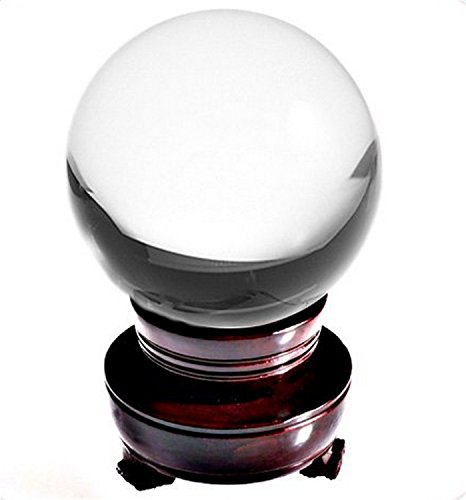 New Clear Feng Shui Crystal Ball Sphere Asian Quartz 80mm 3  Free Wooden Stand
