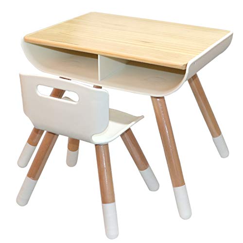 Asunflower Wooden Table and Chair Set for Kids- with Storage and Adjustable Legs as Children Dining Table