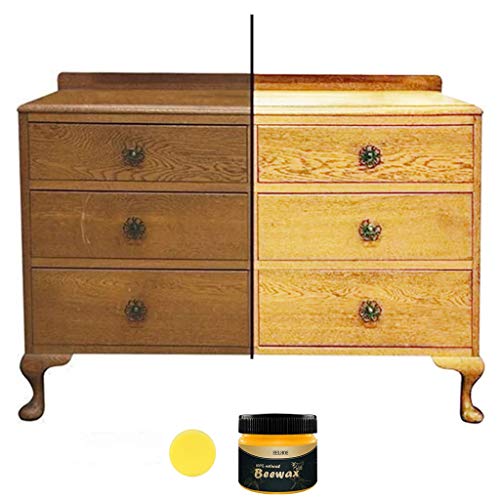 Beeswax Polish for Wood FurnitureBeeswax PolishSpongeFurniture Care Polishing Beeswax Waterproof Wear-Resistant Wax for Wooden Tables Chairs Cabinets Doors Protect and Enhance The Shine A