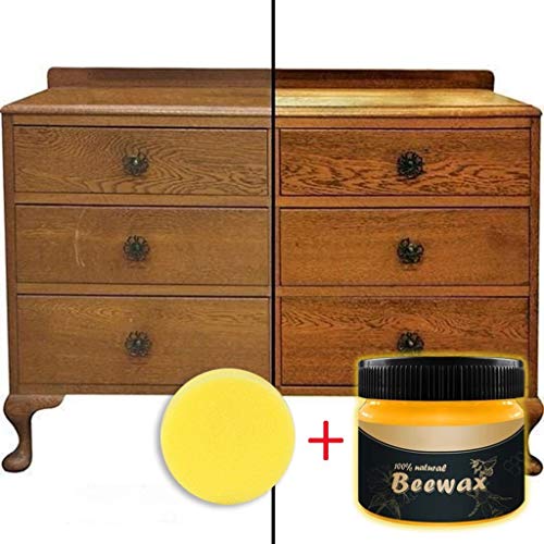Beeswax Polish for Wood Furniture Furniture Care Polishing Beeswax Waterproof Wear-Resistant Wax for Wooden Tables Chairs Cabinets Doors Protect and Enhance The ShineCleaning wax  Sponge A