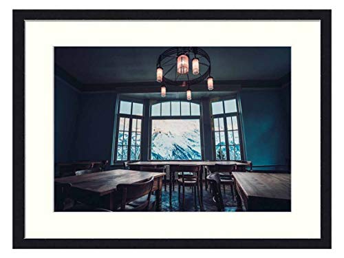 OiArt Wall Art Canvas Prints Wood Framed Paintings Artworks Pictures20x14 inch - Meeting Room Wooden Table Chairs Furniture Window