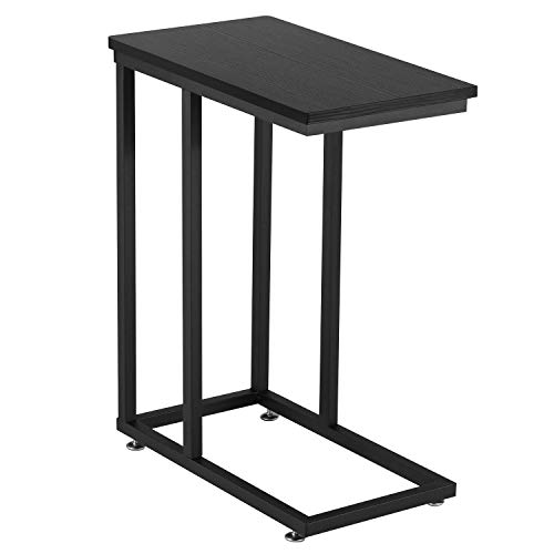 VECELO End C-Table with Sturdy Metal Frame Base for Living Bed Room Black