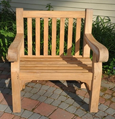 33 Natural Teak Outdoor Patio Hyde Park Wooden Chair with Arms