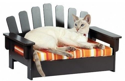 Collectionsetc Wooden Adirondack Pet Chair With Reversible Cushion