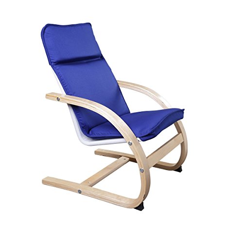 Emall Life Kids Modern Leisure Wooden Chair Indoor Outdoor for Children Double Cushions Color Blue Blue