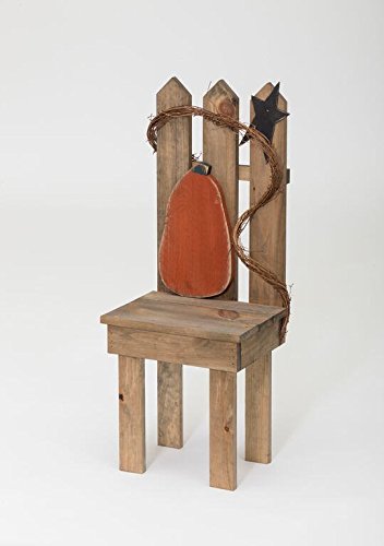 Primitive DÃ©cor Rustic Fall Wooden Chair with Pumpkin