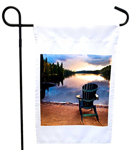 Rikki Knight Wooden Chair at Sunset House or Garden Flag with 11 x 11-Inch Image 12 x 18-Inch