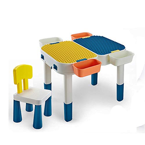 Iddefee Kid Activity Table Childrens Suitcase Building Table Learning Table Portable Storage Toy Table Portable Storage Play Play Table for KidsBoysGirls Color  Blue Size  58 x 58 x 45cm