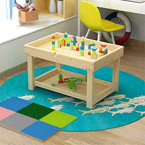Iddefee Kid Activity Table Game Table Sand Table Solid Wood Childrens Building Table Puzzle Assembled Toy Table Compatible Play Table for KidsBoysGirls Color  Wood Size  56 x 82 x 52cm