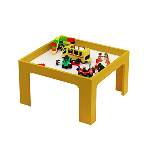 LINGLING Childrens Table Chair Sets Childrens Educational Building Table Multifunctional Large Particle Assembled Toy Table Sand Table Game Table Color  Yellow