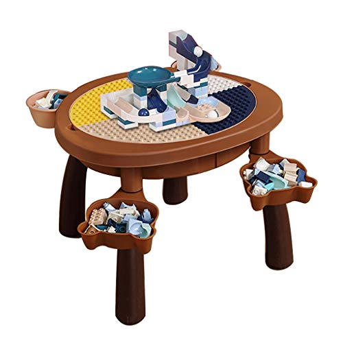LINGLING Childrens Table Chair Sets Furniture Childrens Building Table Multi-Function Assembling Toys Puzzle Large Particles Learning Dual-use Table Desk Boy Girl Birthday Present