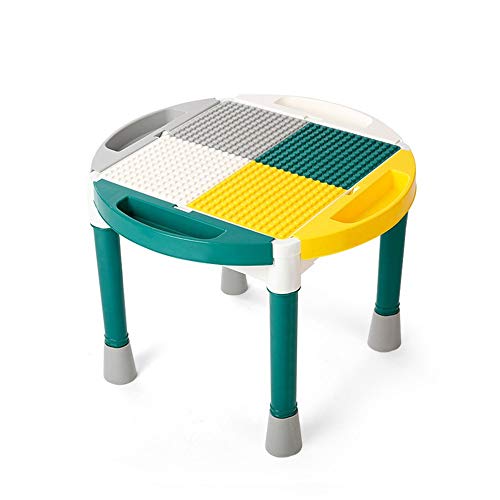 Opbsite Activity Table Build Childrens Building Table Assembled Toys Puzzle 1-6 Years Old Boy and Girl Multi-Function Game Table Color  Green Size  62x47cm